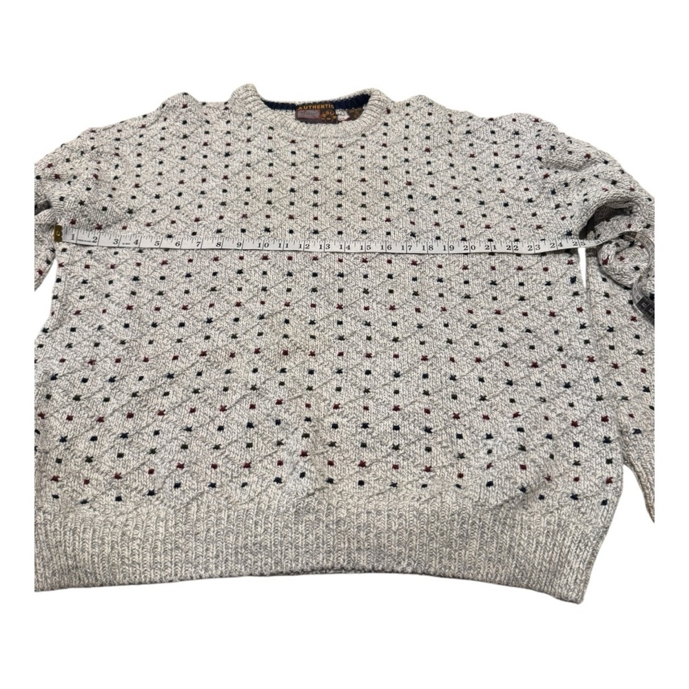 Authentic Vintage ISSU Knit Sweater USA Made GrayMulticolor Dot Pattern Men’s XL - Picture 3 of 6